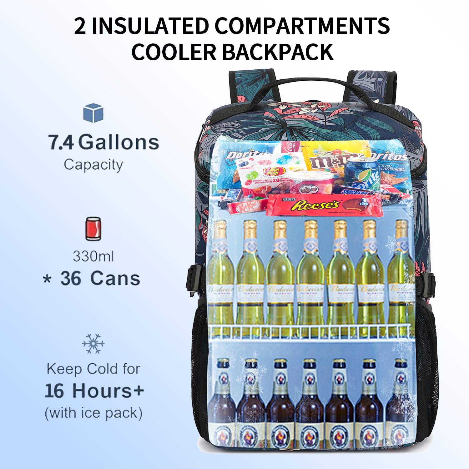 Kalesi Sac à dos isotherme léger pour 36 canettes - Anti-fuite - Pour voyage, camping, déjeuner - Pour homme et femme