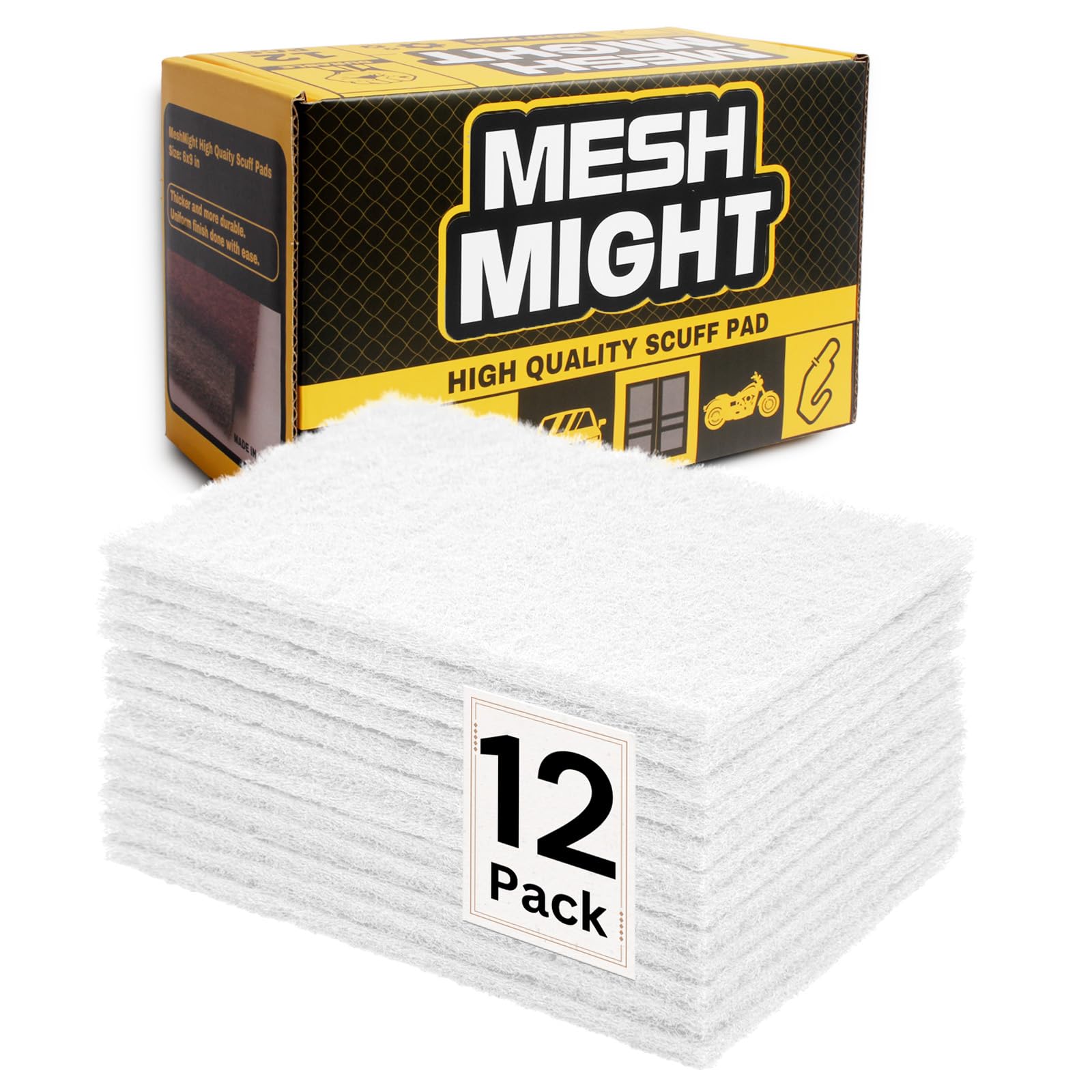 Red Scuff Pads - 12 Pack P320 Abrasive for Auto & Wood -9