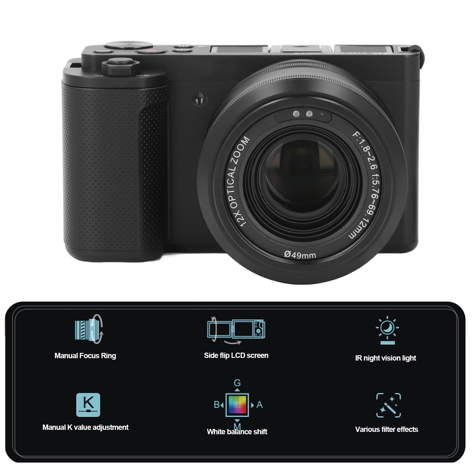 Amazon | 写真用デジタルカメラ、5K 64MP 30FPS HDR DSLRカメラ、3.2