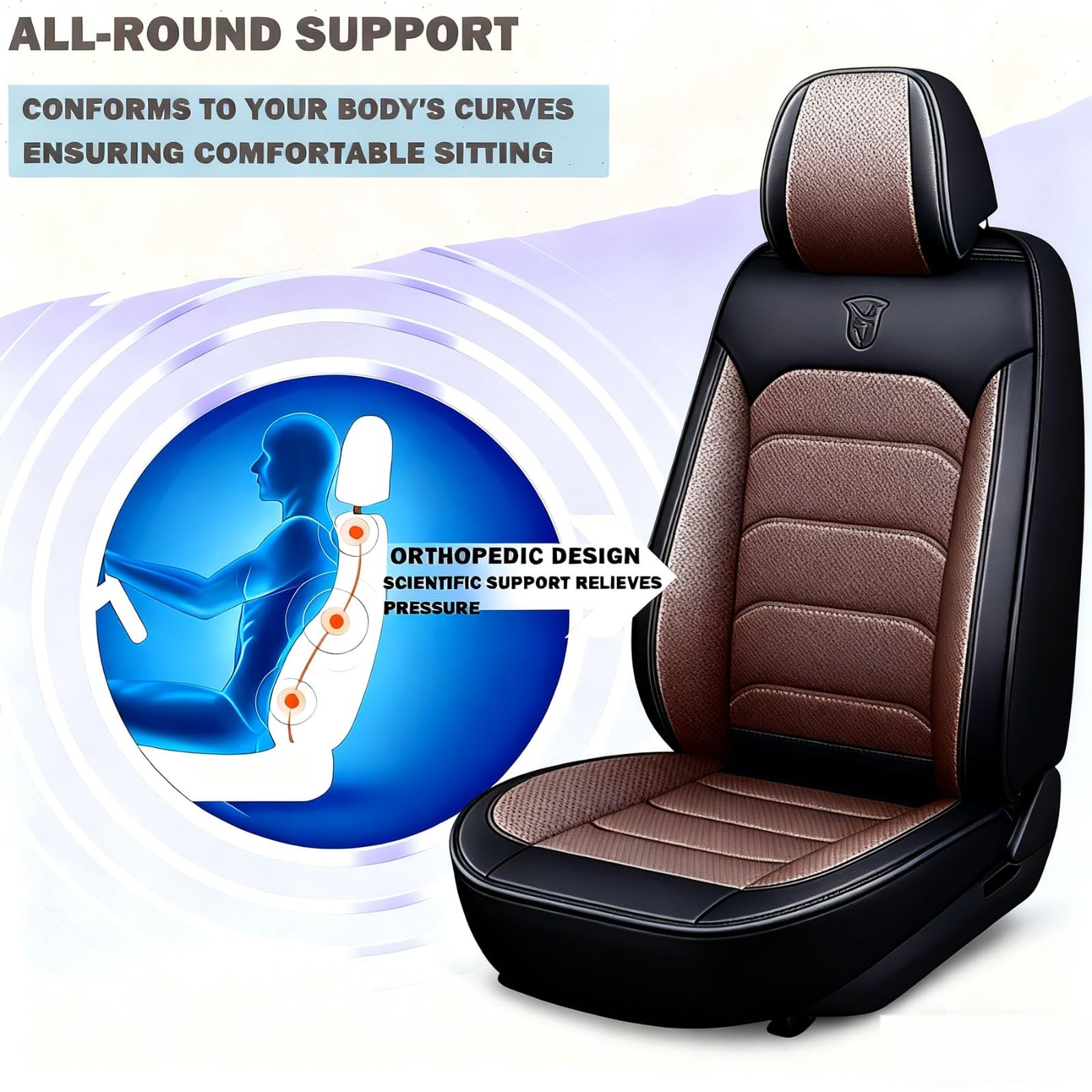 Coprisedili Auto Universale per Volkswagen Amarok,Auto Set Coprisedili 5 Posti Set Completo Lusso Nappa Copertura di Protezione in Pelle(Caffè)