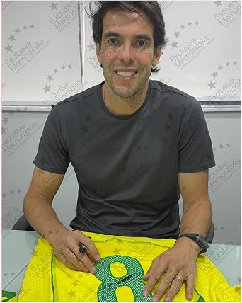Kaka Signed Brazil 2004-06 Home Soccer Jersey. Superior Frame Yellow