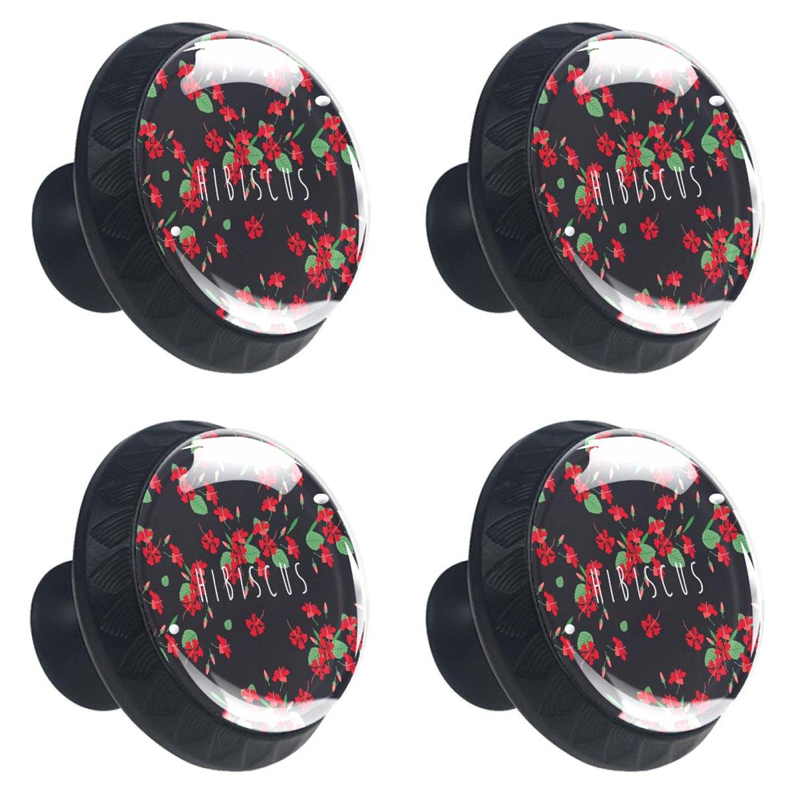 Boutons de tiroir en cristal motif hibiscus vert pour sublimer vos meubles