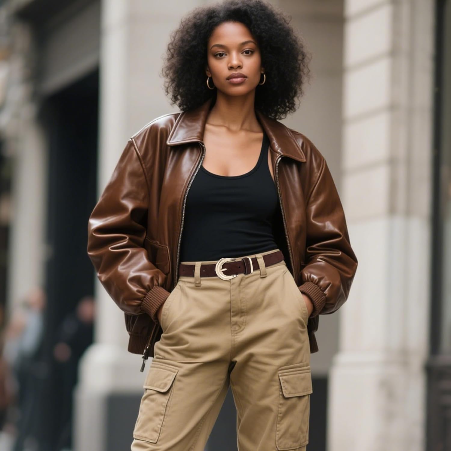 Earnda Suede Belts for Women Jeans Dresses Casual Wear Elegant Ladies Waist Belt with Gold Buckle - Image 3