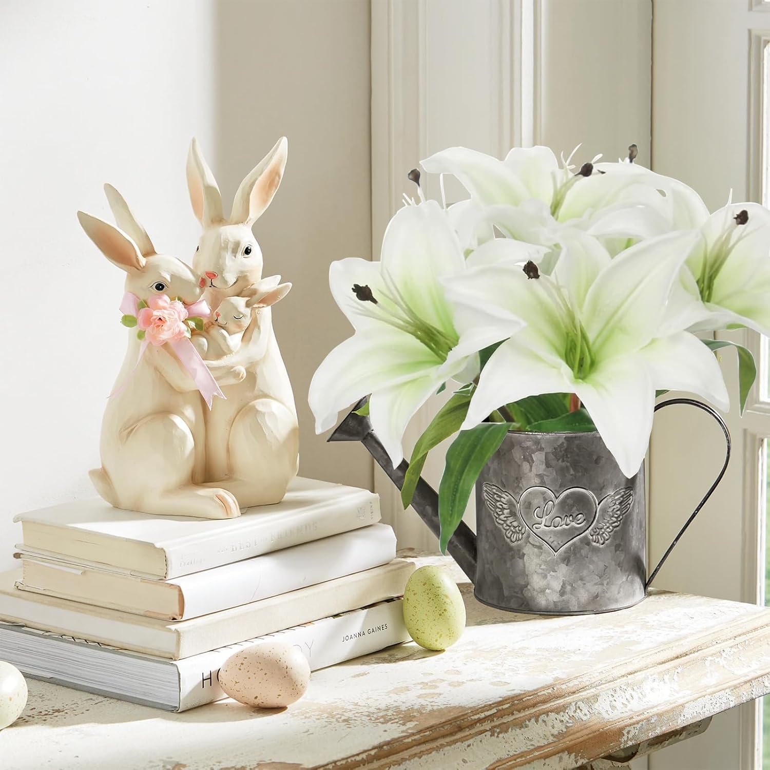 Tinsow 6 Pcs Artificial Lily Real Touch Fake Flowers Lily for Wedding Home Party Garden Shop Office Decoration Easter Lily (White, 6) - Image 6