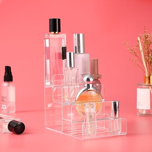 Miniatura 9 de DOITOOL Estante elevador de bolso de 4 niveles, soporte de exhibición de acrílico transparente, estante elevador de exhibición de joyas para