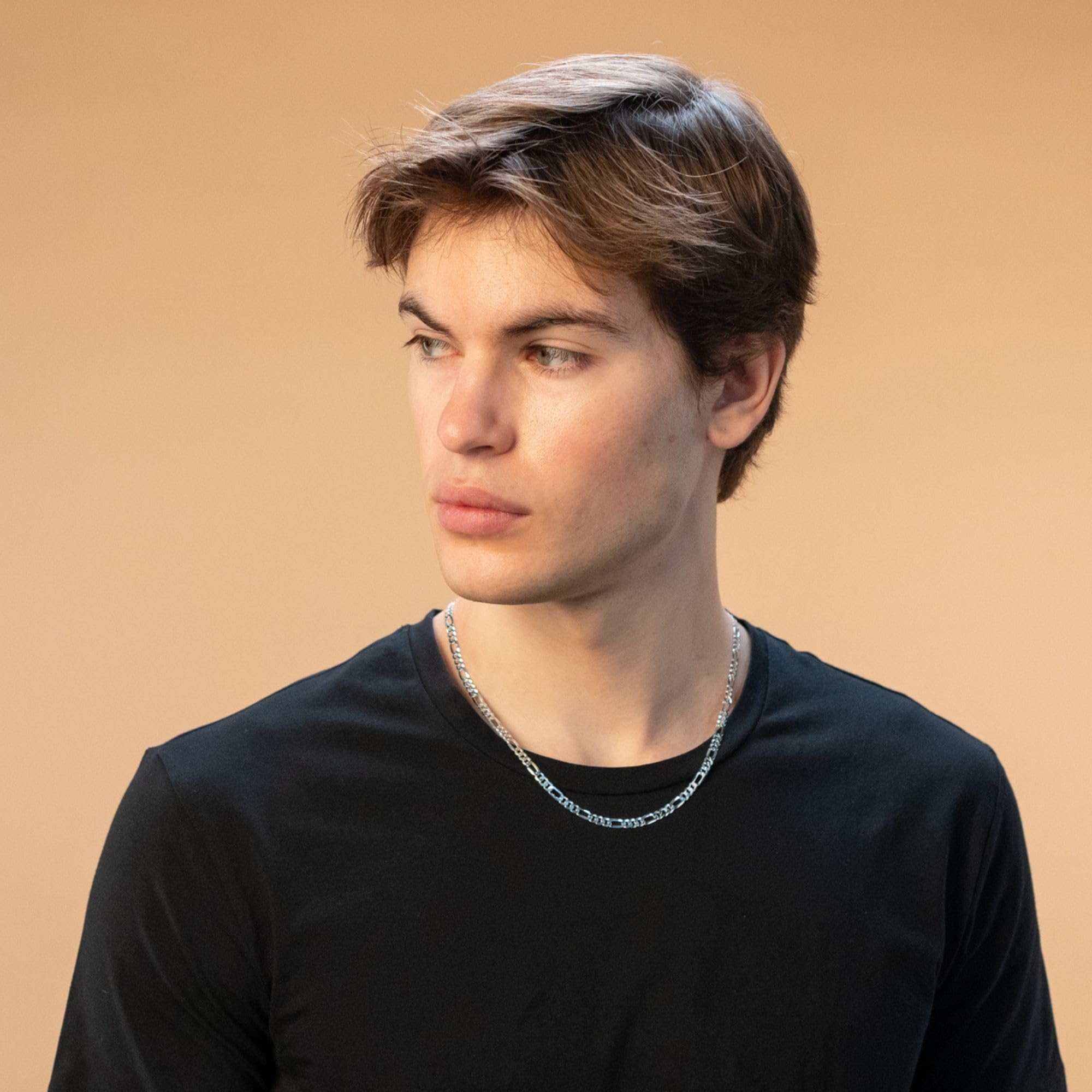 QUADRI - Collier Homme Argent 925 - Chaine Collier Figaro - Bijoux Homme