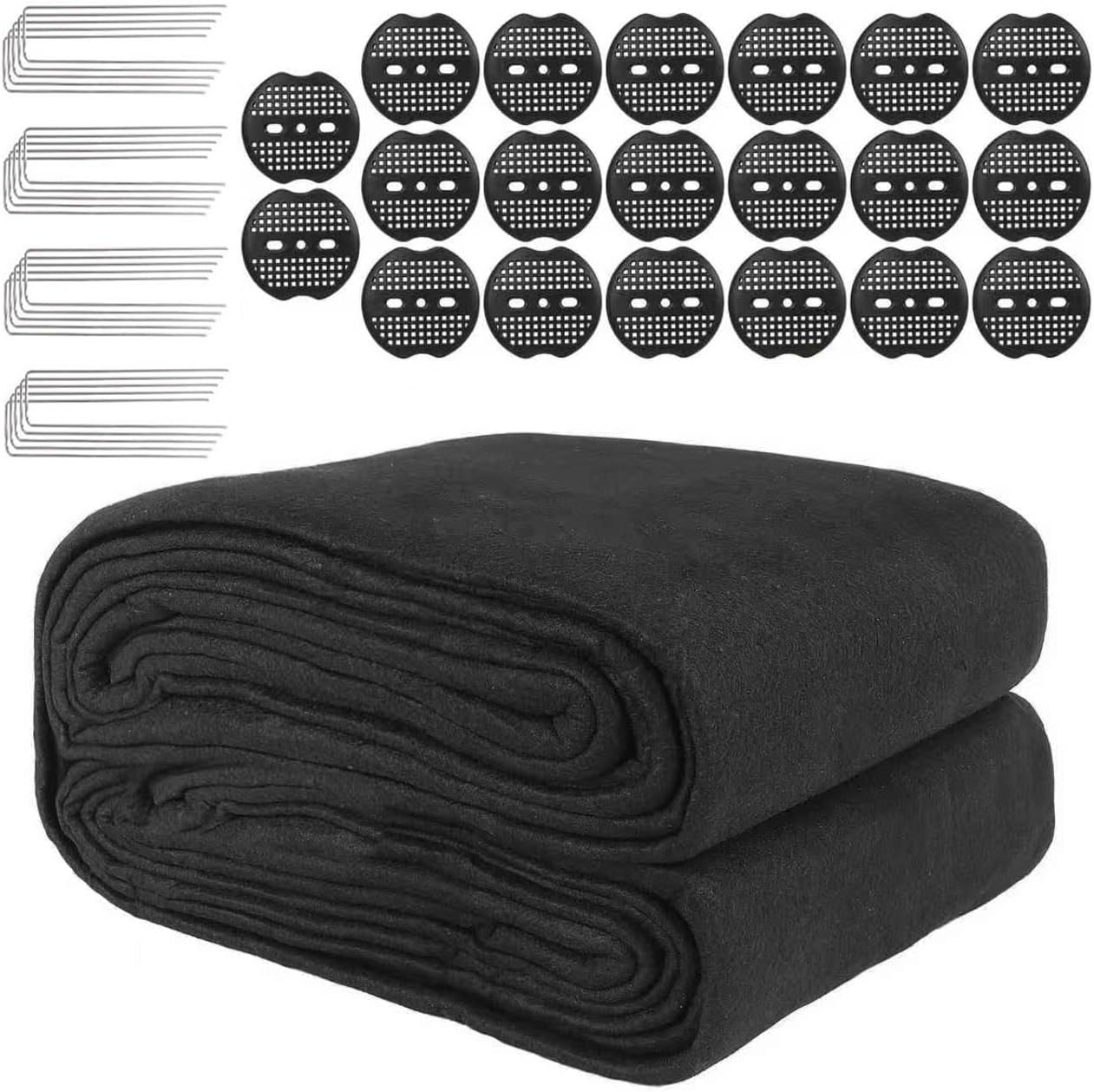 Pond Liner Non-Woven Geotextile Underlayment 10 x 15 Feet Thickened Outdoor Ponds Underlayment Landscape Fabric Kit with 20 U-Pins and Gaskets for Ponds, Fish Koi, Waterscape