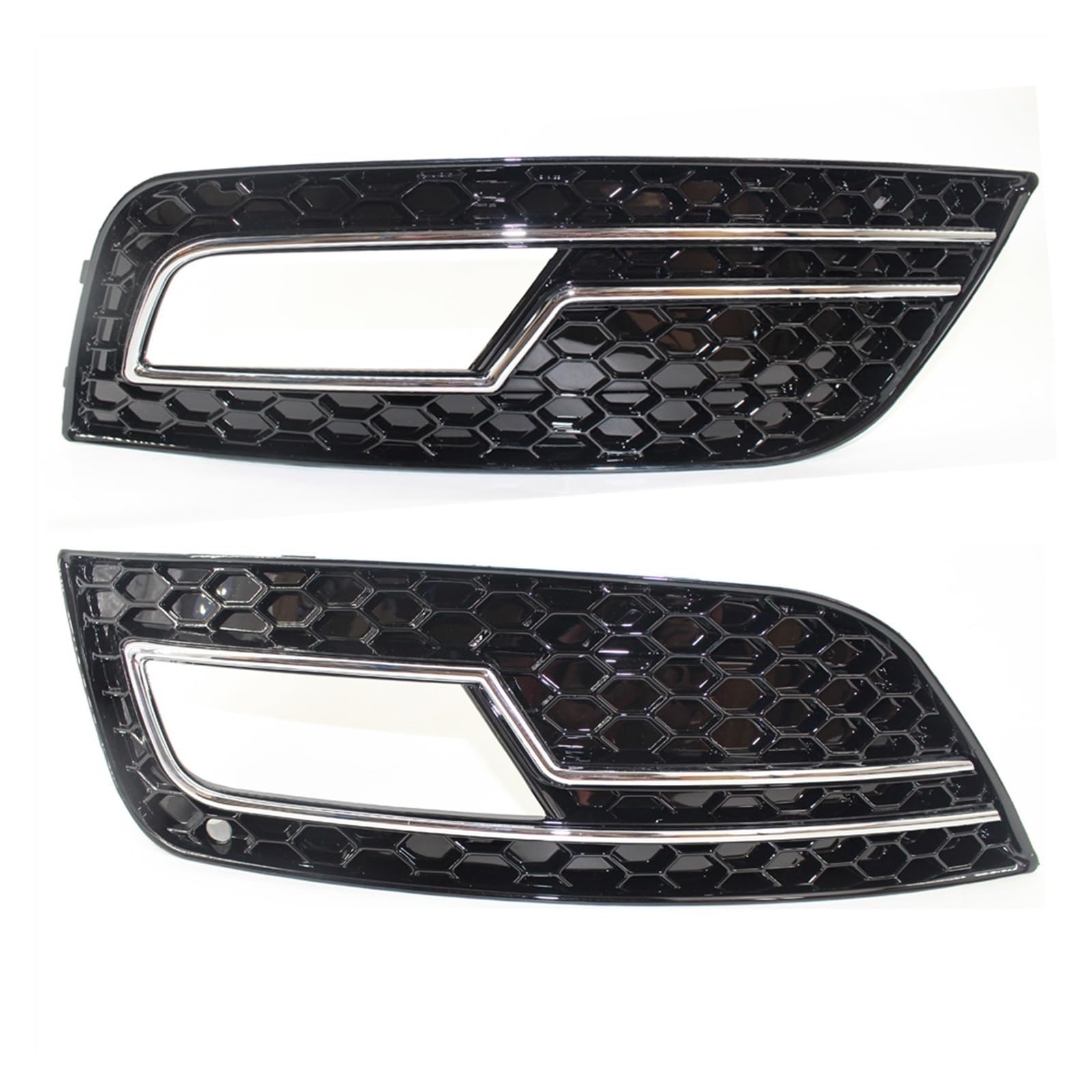 Reemplazo de equipo original A4 B8.5 2013-2016 2X para parachoques delantero de coche en forma panal negro brillante, cubierta rejilla luz antiniebla(Chrome)