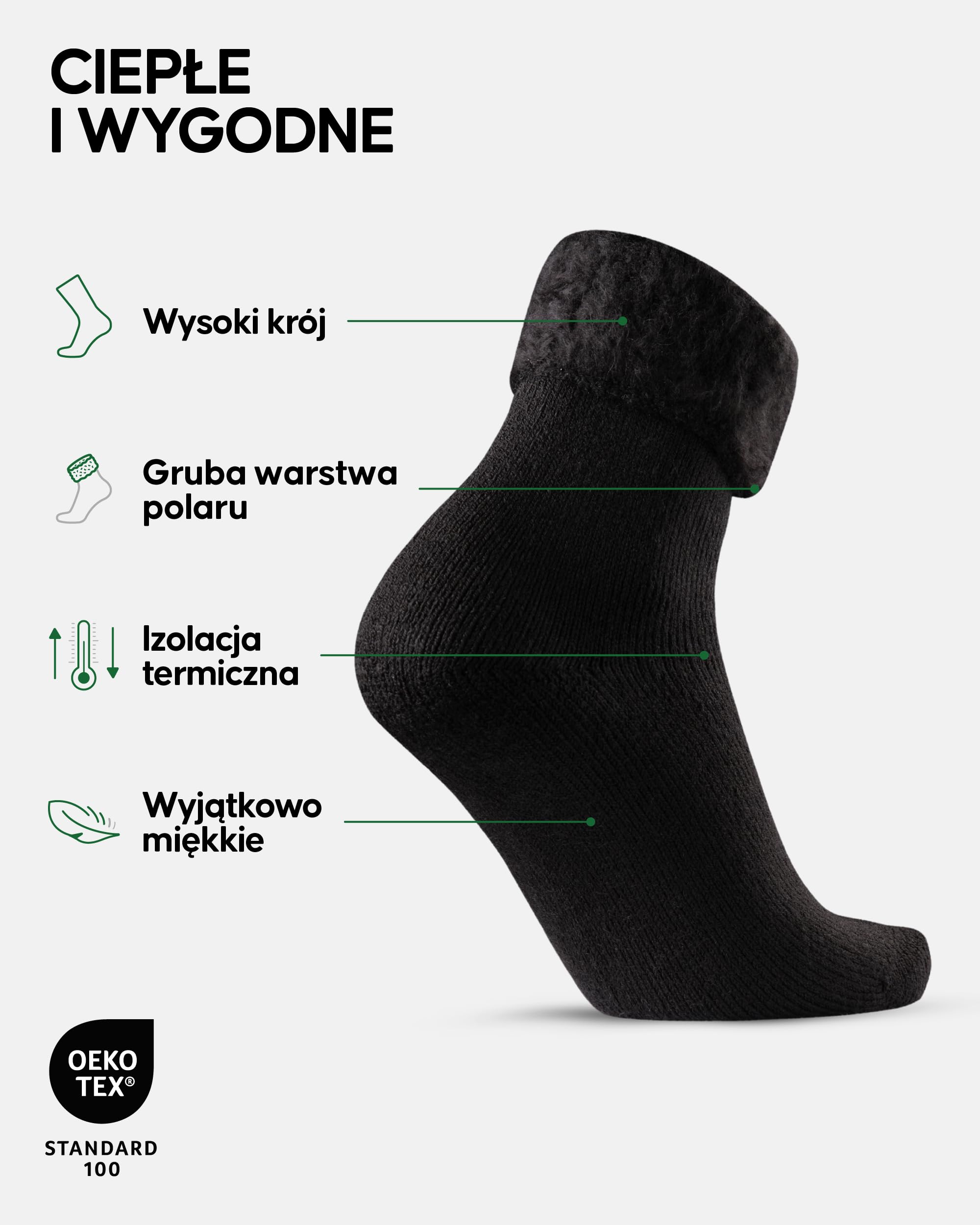 DANISH ENDURANCE Skarpety Termiczne Męskie i Damskie, Ocieplane, Termokatywne, Zimowe, Izolujące, Miękkie, Wygodne, 2-PACK