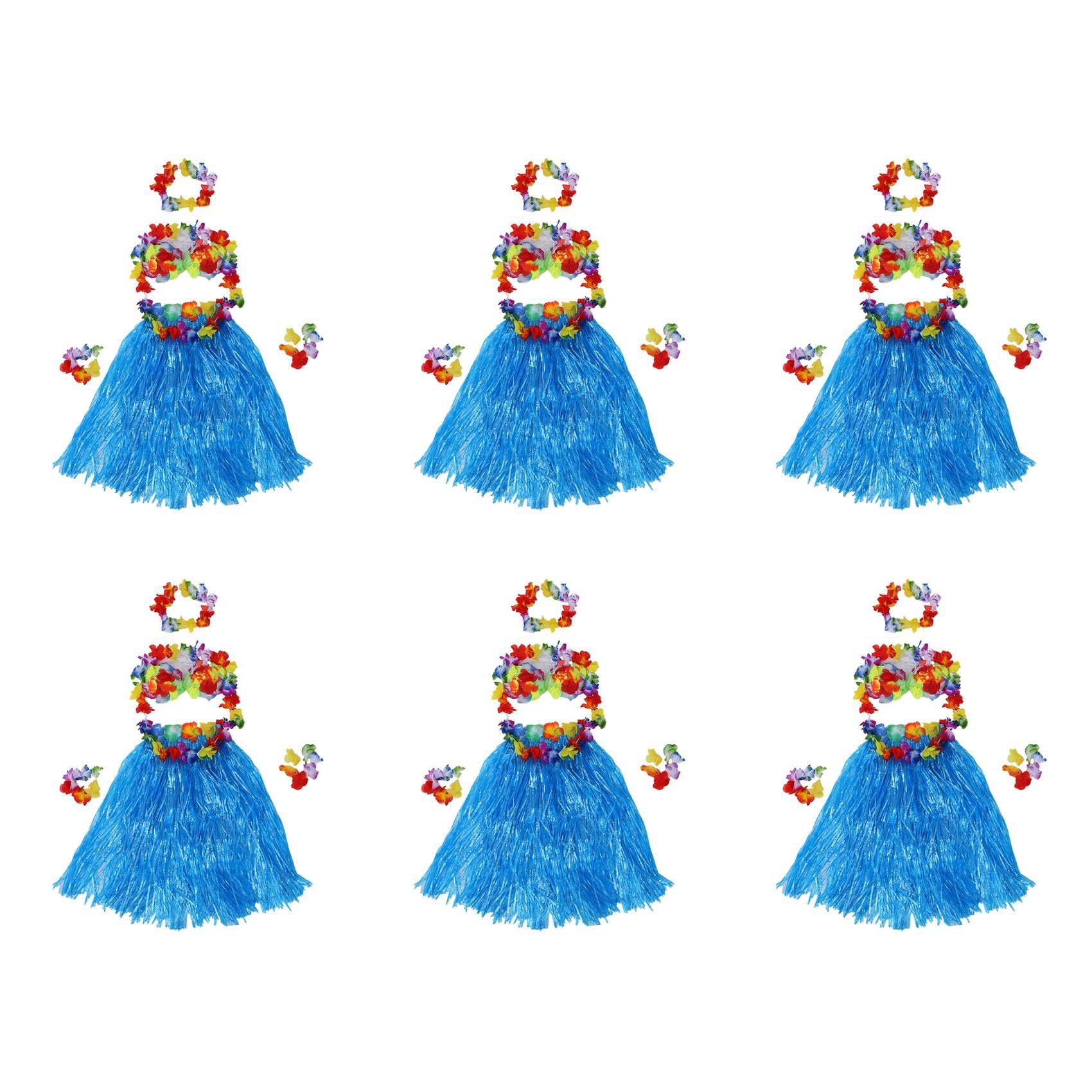 36 Set Hawaiano Grass Skirt Hula Lei Munequera Garland Disfraz -