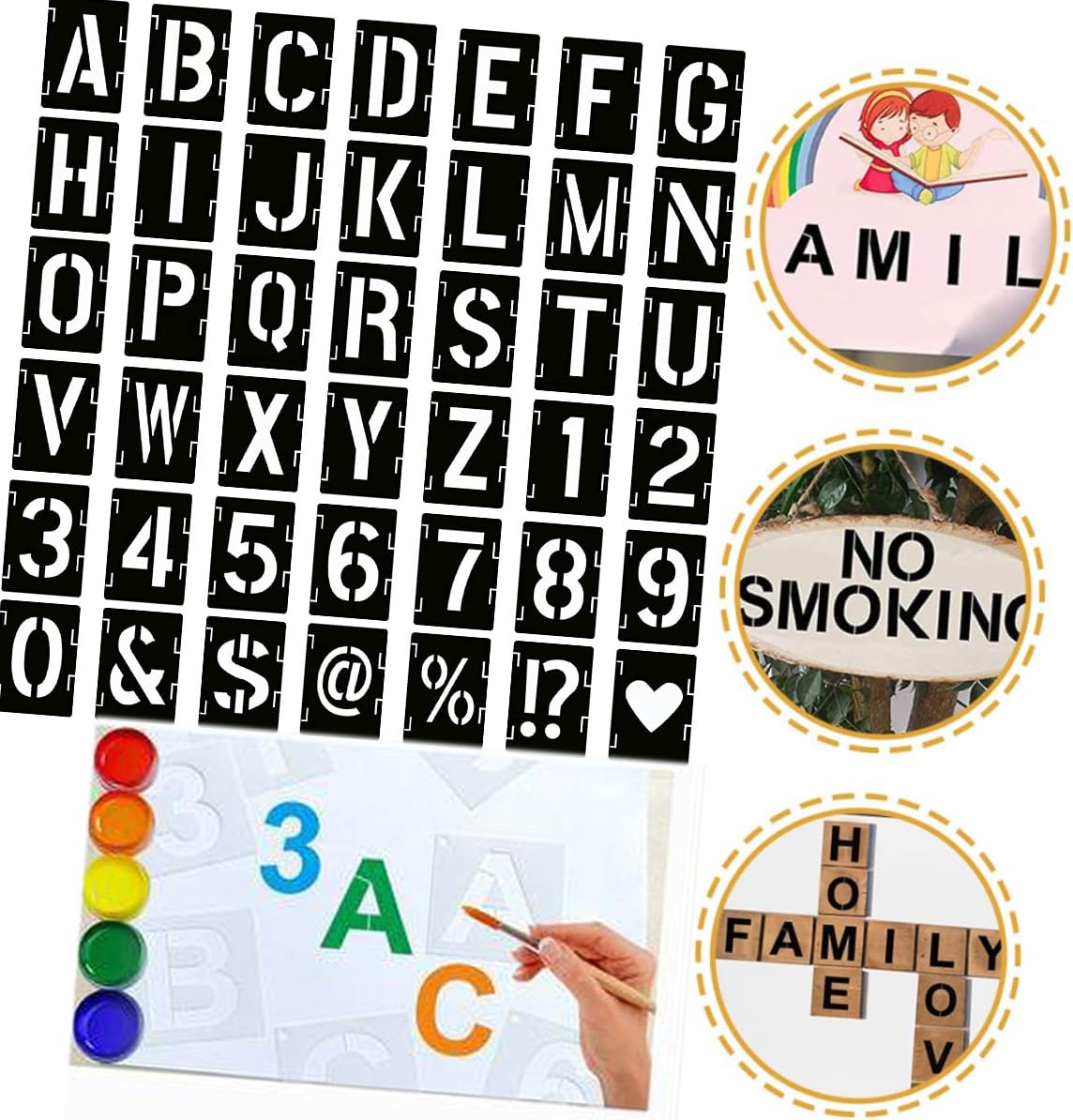 Set Stencil Lettere E Numeri - 42 Pezzi Riutilizzabili 5 Pollici - Foto 4