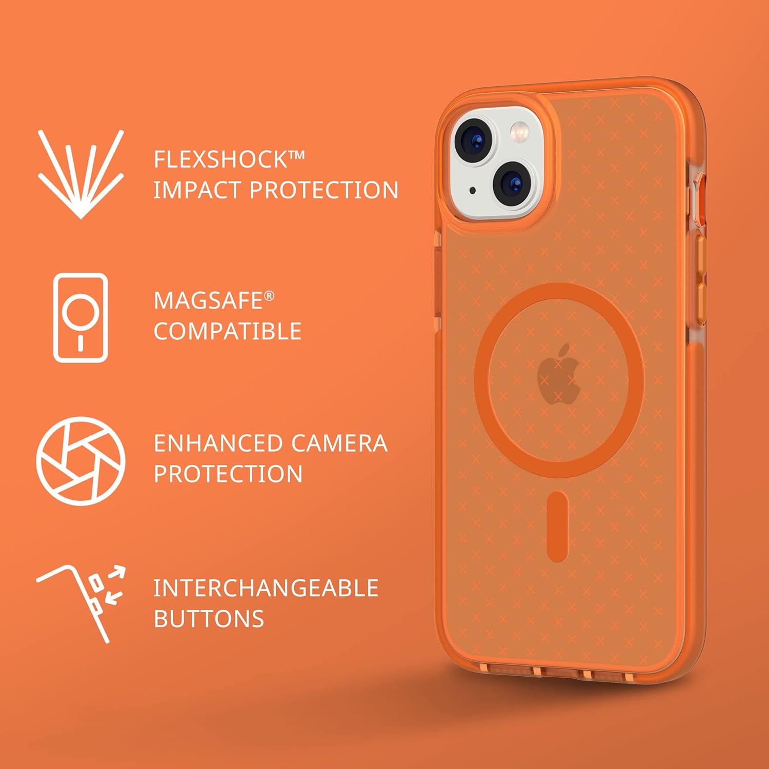 tech21 iPhone 14 Plus Evo Check Compatible with MagSafe® – Shock-Absorbing & Slim Protective Phone Case with 16ft FlexShock Multi-Drop Protection & Extra Buttons