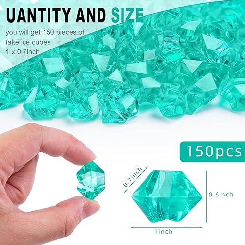 Miniatura 2 de DomeStar Rocas de hielo trituradas falsas, 150 piezas de diamantes falsos, cubos de hielo de plástico acrílico transparente, cristales de diamantes