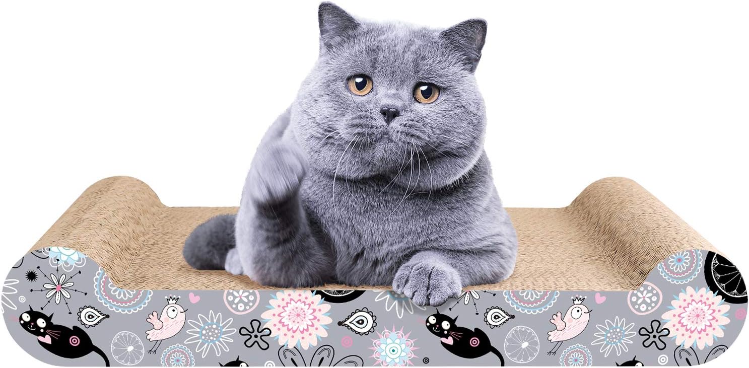 Cat Scratcher Lounge Scratching Pads Reversible Cardboard with Organic Catnip, Protector for Furniture Couch Floor Eco-Friendly Toy