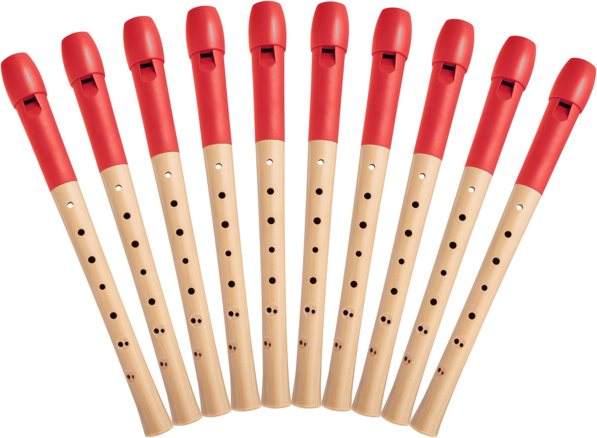 Classic Cantabile Pivella Flauta Dulce Roja, digitación barroca juego de 10 | Flautas dulces de 2 piezas, Cabeza de plástico especial rojo, Parte inferior de madera de arce, Afinación: C-Soprano