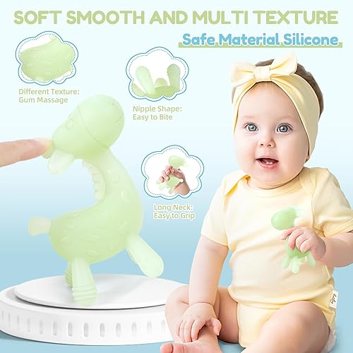 Miniatura 2 de TYRY.HU Juguetes de dentición para bebés de 0 a 6 a 12 meses, mordedores de jirafa de silicona sin BPA para bebés de 3 a 6 meses, juguetes