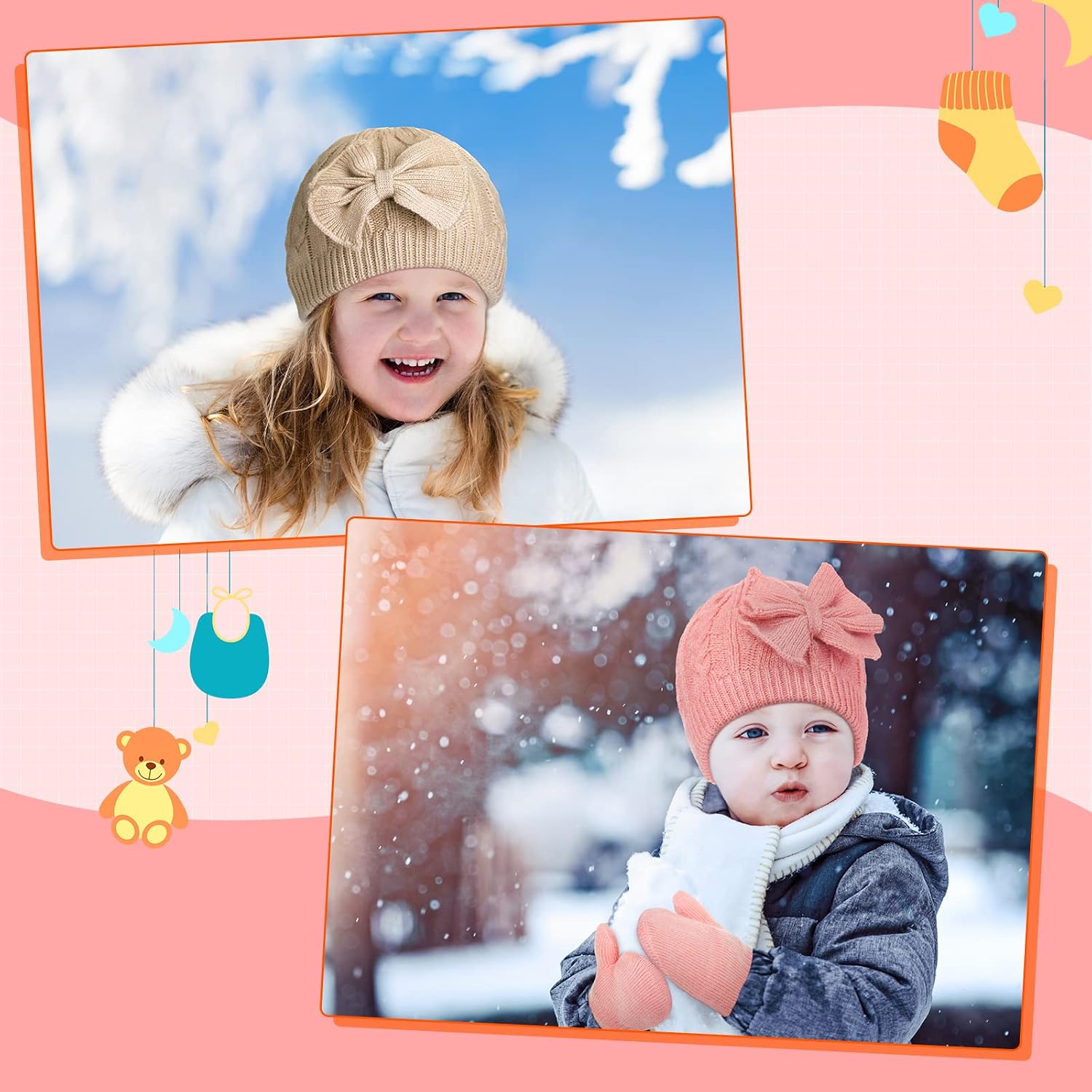 SATINIOR 3 Set Toddler Hat Glove Set