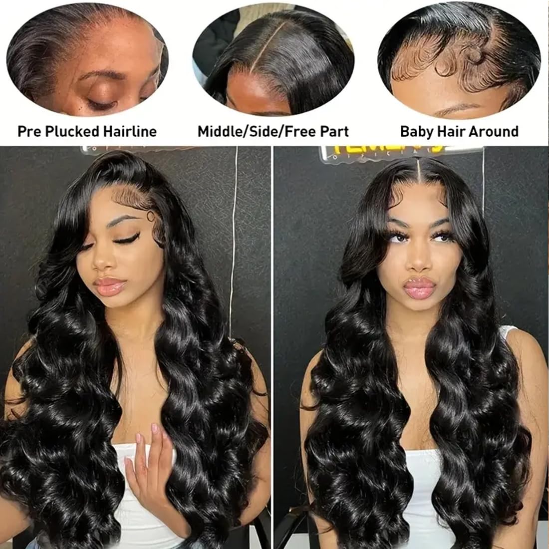 HD Transparent Body Wave Lace Front Wigs Human Hair Pre Plucked Pre Cut 250 Density 13x4 Body Wave Frontal Wigs For Women 24 Inch Glueless Body Wave Lace Front Wig