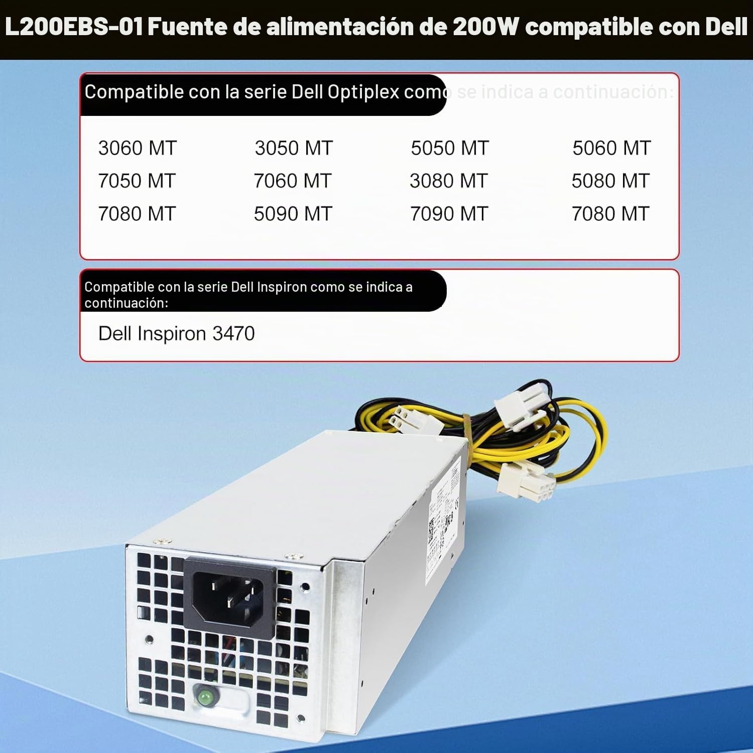 Fuente de alimentación mejorada L200EBS-01 200W repuesto 5TVM5 compatible con Dell OptiPlex 3060, 3050, 3050M, 7050, 7060, 3080, 5080, 7080MT, Dell Inspiron 3470, H200EBS-01, VFXXF, PA- 2201-3DB K92TW