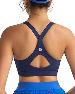 Sports Bra for Women,Y Back Molded Cup Strappy Running High Impact Sports Bra with Sewn in Pads