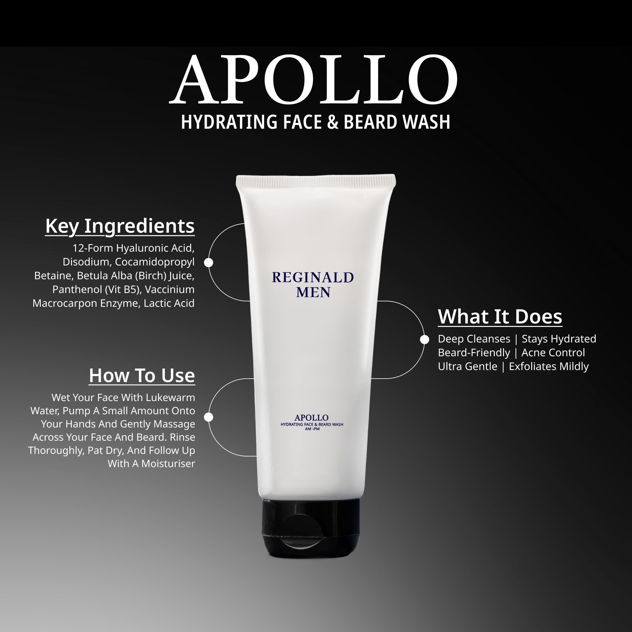 Reginald Men ADONIS - Male Skin Care (Solved) Kit - Daily Use & Gift | Sunscreen (SPF 50+) 50g, Barrier Repair Moisturizer 50g, Face & Beard Wash 100g + Serum - 30ml, Lip Lightening Balm SPF 30+ 1