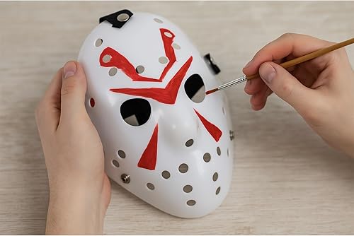 Miniatura 6 de Máscara de cosplay de terror de Halloween Máscara de disfraz blanca pintable para fiesta de máscaras con correas ajustables - Accesorio de disfraz
