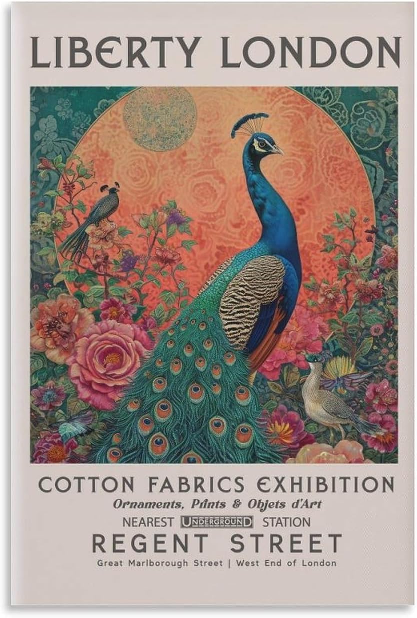 Matvsd Kohecs William Morris Liberty London Prints William Morris Peacock Poster Exhibition Wall Art William Morris Canvas Painting For Home Decor 40X65cm Frameless