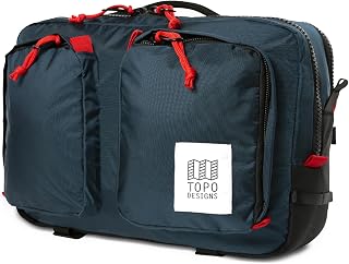 Topo Designs Global Briefcase - Bold Daily Carry Bag, Commuting Travel Pack with Oversized Zips, Signature Denver Style (Eco-Friendly/Navy)