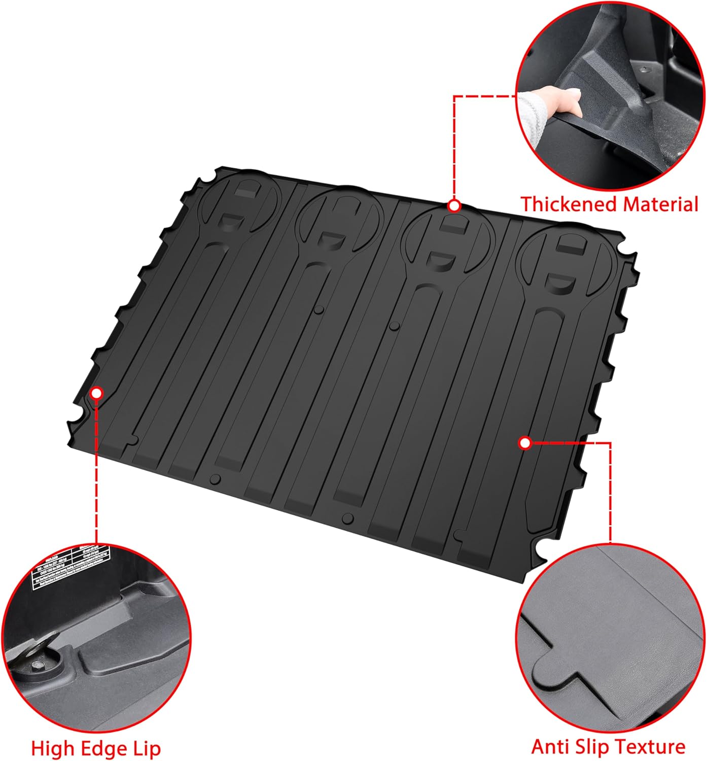 Cargo Bed Mat for Polaris Ranger XD 1500, Rear Rubber Cargo Bed Mat All Weather Protection Slush Liner for Polaris Ranger/Crew XD 1500 2024 2025 Accessories (Replace# 2889106)