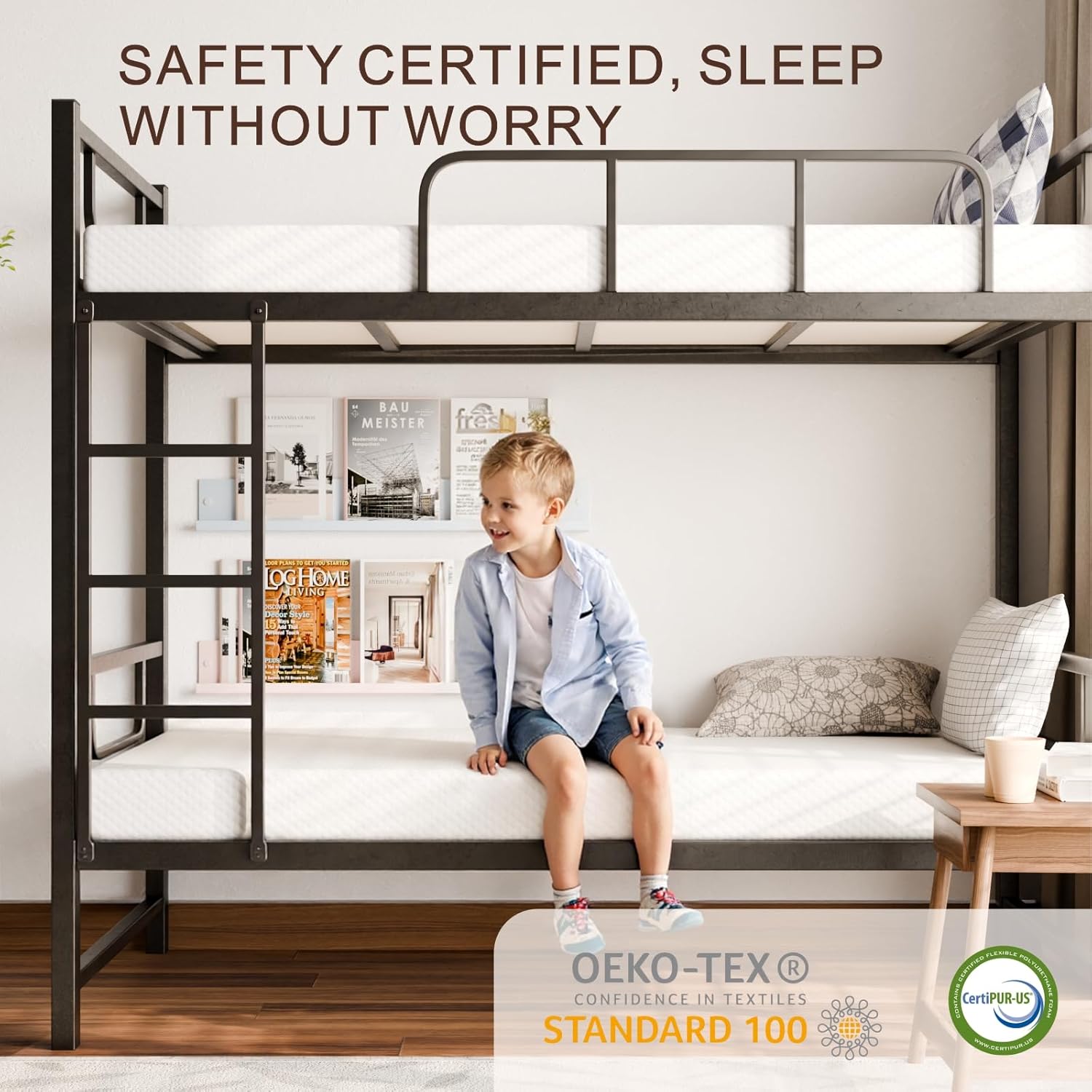 Twin Mattress for Kids Adults, 5 Inch, Medium Firm, Cooling Gel Memory Foam, Fiberglass-Free & CertiPUR-US Certified, Support for Daybeds & Guests, Trundle Bed Compatible, Mattress in a Box