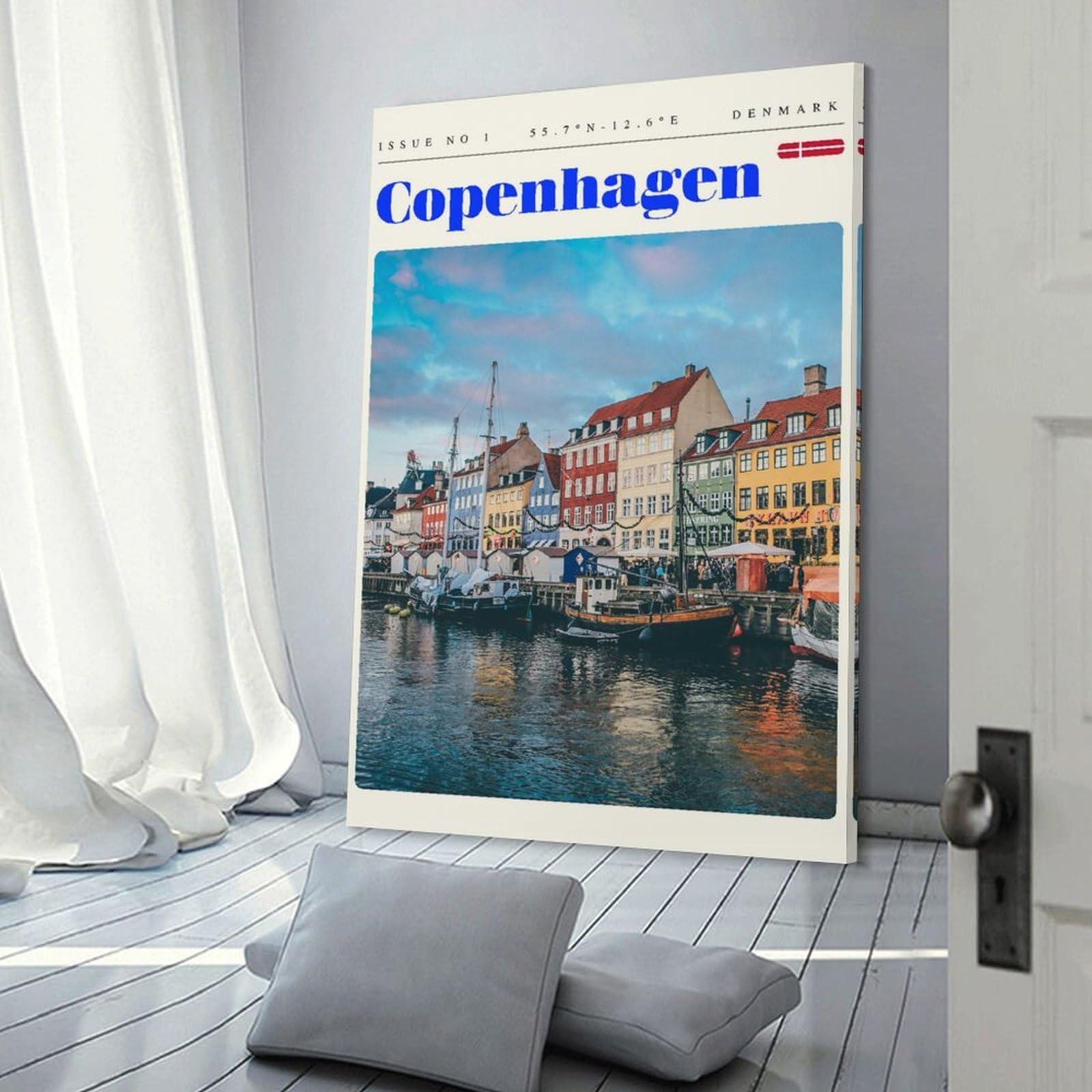 Junmoney Copenhagen Denmark Travel Art Room Decor Wall Art, 20x30inch(50x75cm), for Bedroom, Guest Room Or Reading Nook, Home Artwork with A Soft Interior Feel
