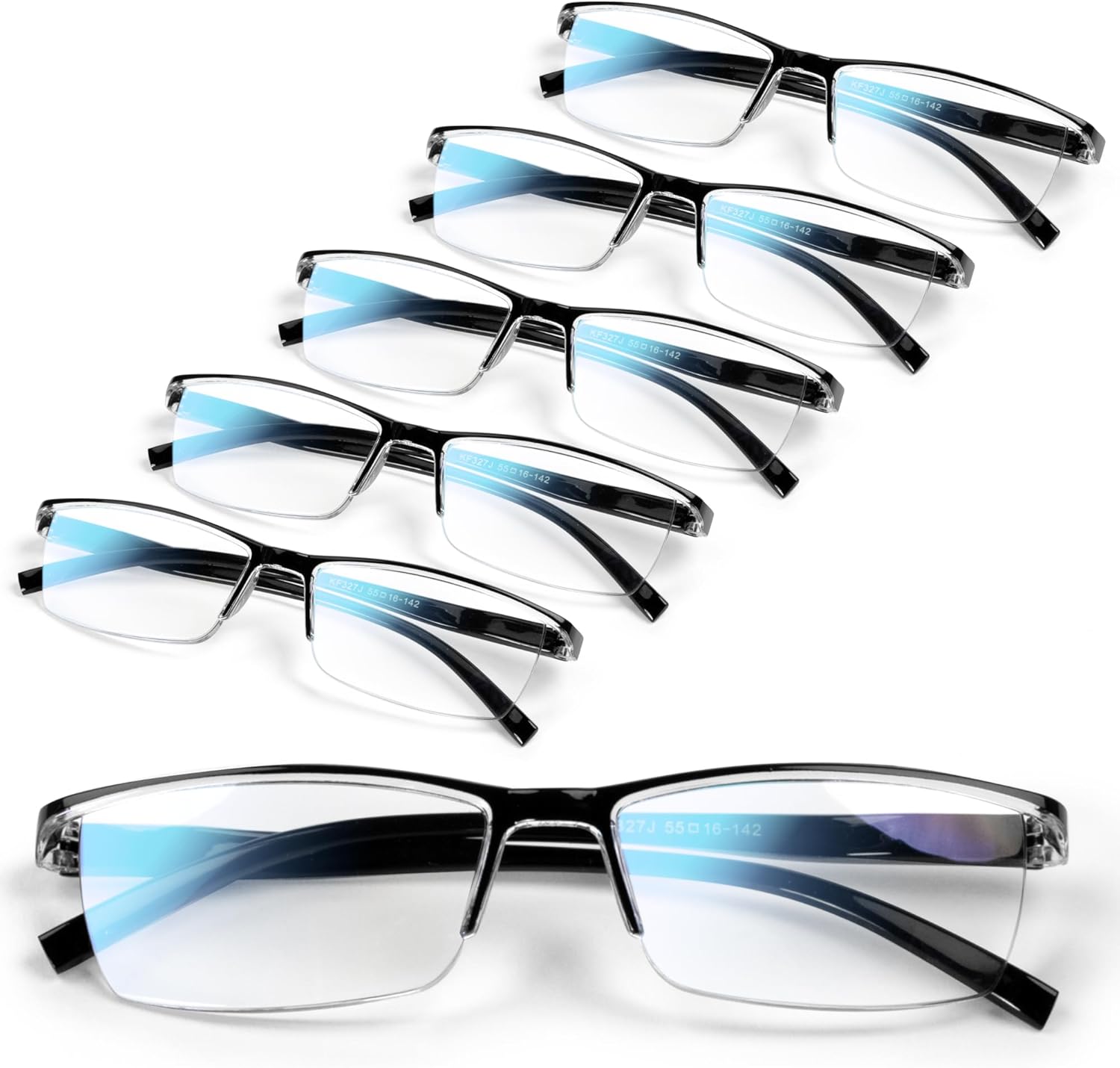 6 pack Executive Style Reading Glasses Men - Durable Readers with 99% Blue Light Blocking - Comfortable Fit with TR90 Frames