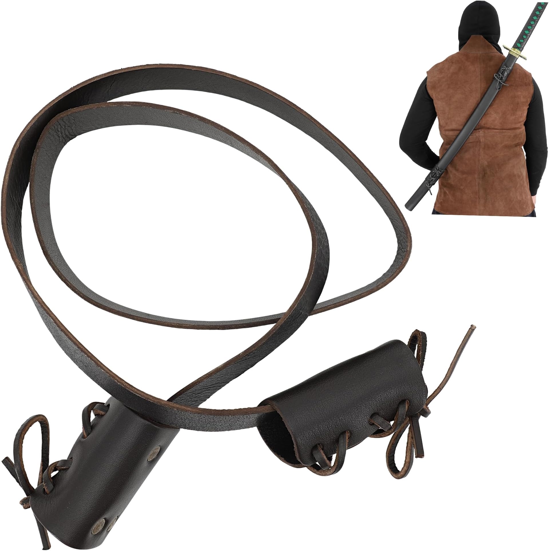 Armory Replicas™ Leather Medieval Baldric Back Sling Sheath for Swords – Adjustable and Durable Sword Carrier
