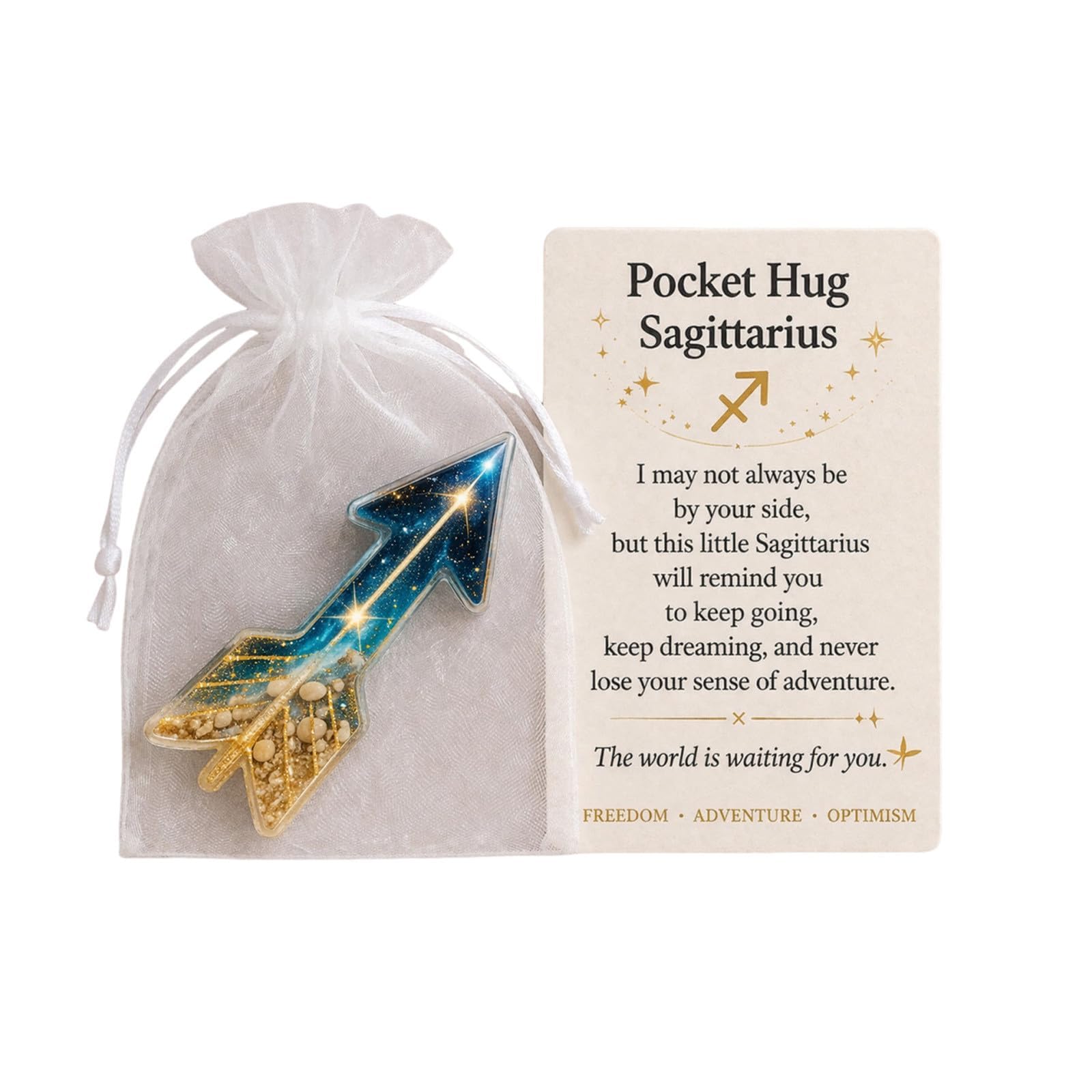 ZBELLO 2PCS Pocket Hug Zodiac Resin Ornament, Sign Astrology Keepsake, Acrylic Horoscope Token Gift, Birthday Present for Friends, Her & Him (Sagittarius)