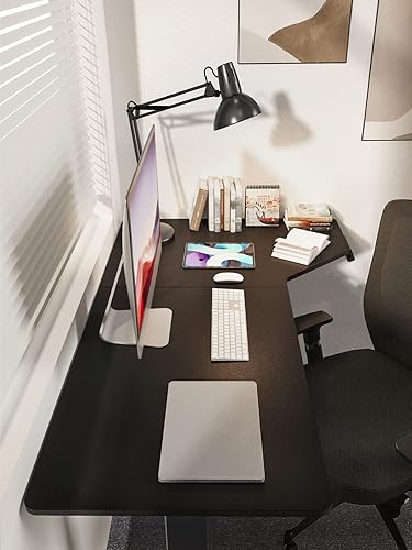 Miniatura 7 de Totnz Memory - Escritorio eléctrico de altura ajustable, estación de trabajo para computadora en forma de L, 55 x 34 pulgadas, obsidiana