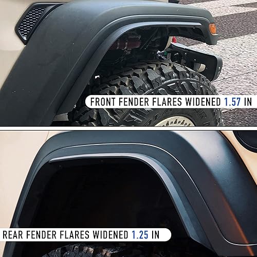 Miniatura 9 de Guardabarros delanteros y traseros compatibles con Jeep Wrangler JL y JLU Unlimited Rubicon 2018-2023, 4 piezas