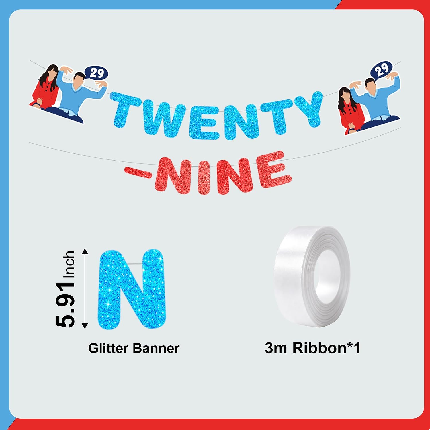Twenty-Nine Birthday Glitter Banner New Girl 29th Party Decorations For I'm 29 Folks What's Up? For Women