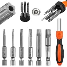 7PCS 5 Point Security Torx Bit Set with Magnetic Screwdriver Handle, 50mm S2 Steel Tamper Resistant Star Bits, 1/4 Inch Hex Shank TT8 TT10 TT20 TT27 TT40 TT45