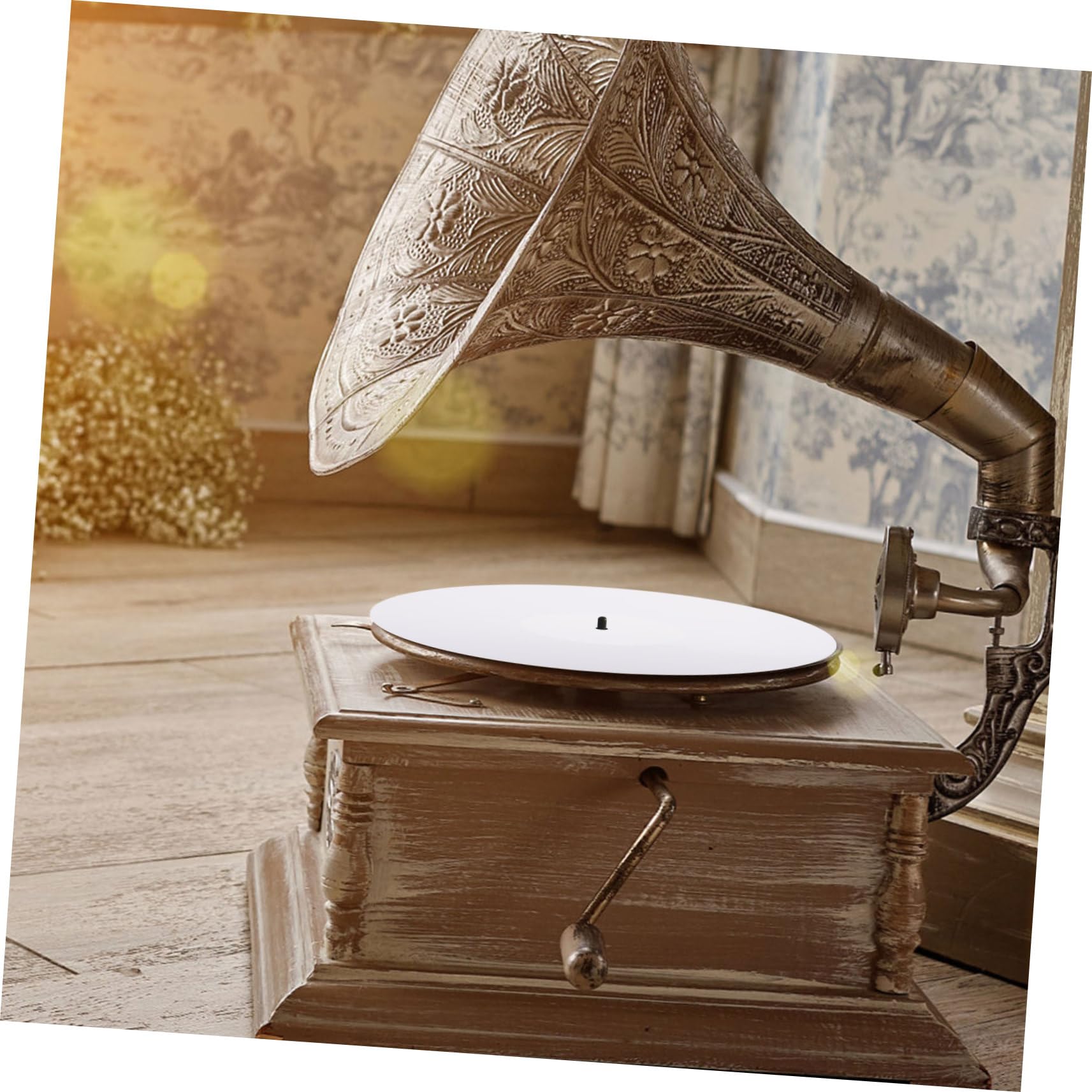 Tappetino in Acrilico per Giradischi Pad Protettivo per Dischi in Vinile Antistatico e Stabilizzante per Lettori Audio e Fonografi Bianco Elegante