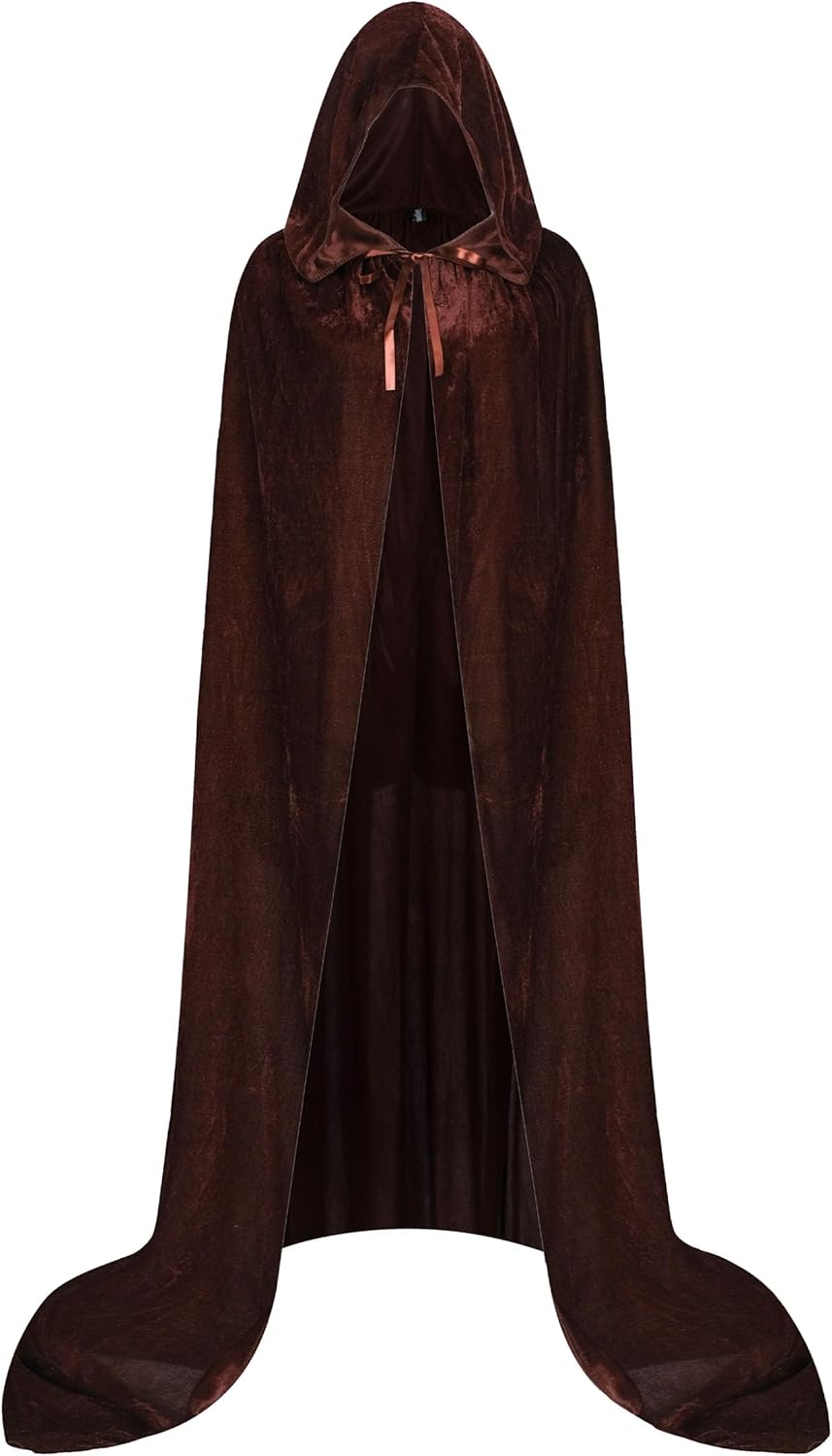 Velvet Cloak with Hood,Velvet Cape for Men Women,Adult Halloween Witch Vampire Wizard Cosplay Cloak