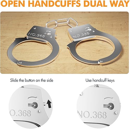 Miniatura 3 de AUUABEARONN Esposas de juguete de policía e insignia del sheriff, juego de juguetes de simulación de policía, esposas de cosplay para niños y niñas,