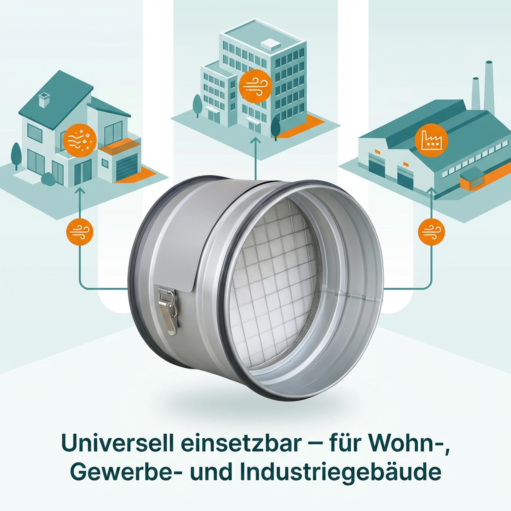 Easy Act Filtre à poussières grossières rond Ø 125 mm pour l'admission d'air, filtre tubulaire en acier galvanisé pour la filtration des grosses particules dans les systèmes de ventilation