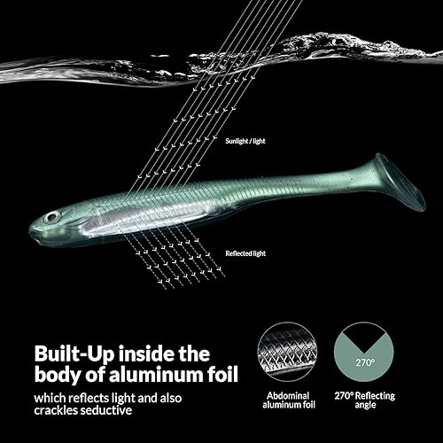 Miniatura 2 de QualyQualy Cebo de plástico suave Swimbait Paddle Tail Shad Lure Soft Bass Shad Bait Shad Minnow Paddle Tail Cebo de natación para Bass Trucha