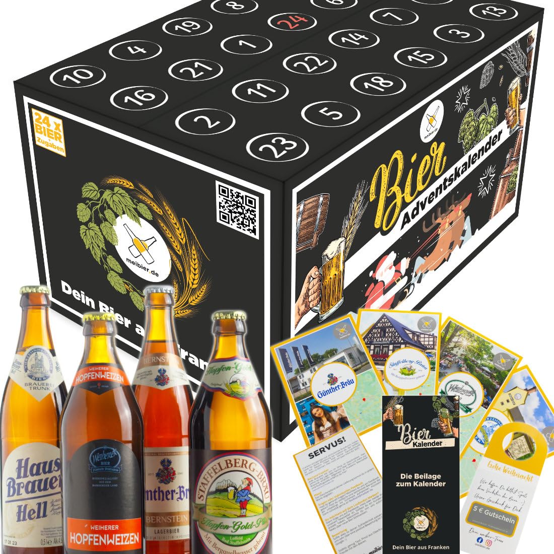 meibier Bier Adventskalender aus Bayern | Franken 24x0,5l, Bierkalender, das Biergeschenk 2026