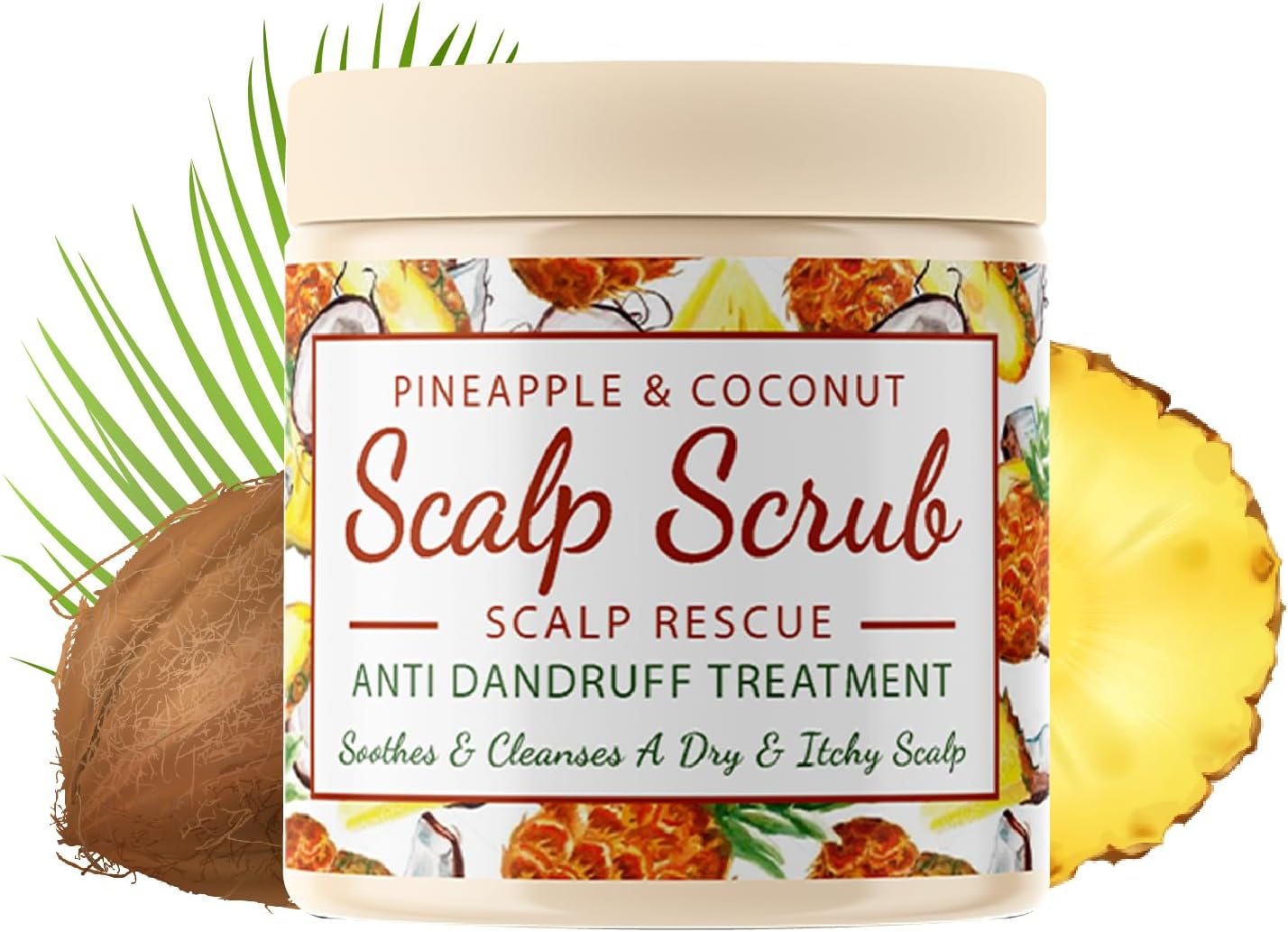 CalmGrace Exfoliating Scalp Scrub | Coconut & Pineapple Hair Scrub Scent | Natural Hair Care | Hair Scalp Exfoliator for Dandruff Prone Oily Hair & Dry, Itchy Scalp – 200g