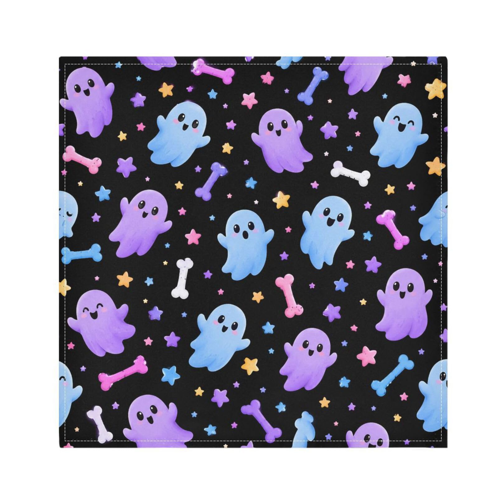 Ttgoth Halloween Boo Cloth Napkin Set of 6 Washable & Reusable Dinner Napkins for Dining Table, Banquets, Wedding, Party, 50x50 cm