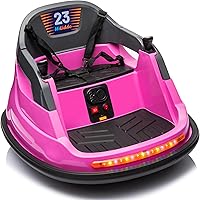 Hikiddo 6V Toddler Bumper Car with Remote Control, Bluetooth Music, Flashing Lights & Safety Harness - Hot Pink Ride-On for Ages 1.5-5