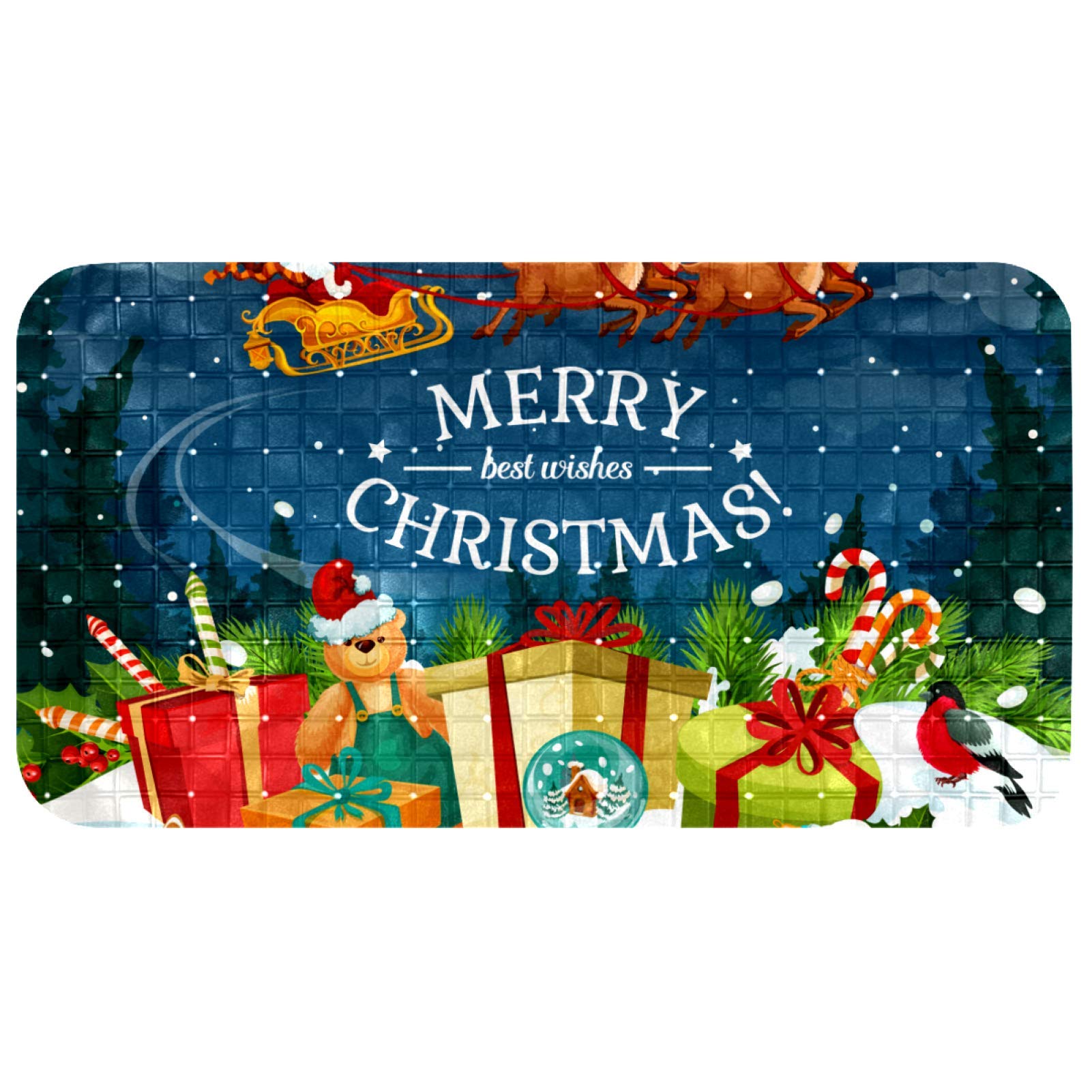 Tapis de bain traineau du Père Noël 35x67cm avec ventouses