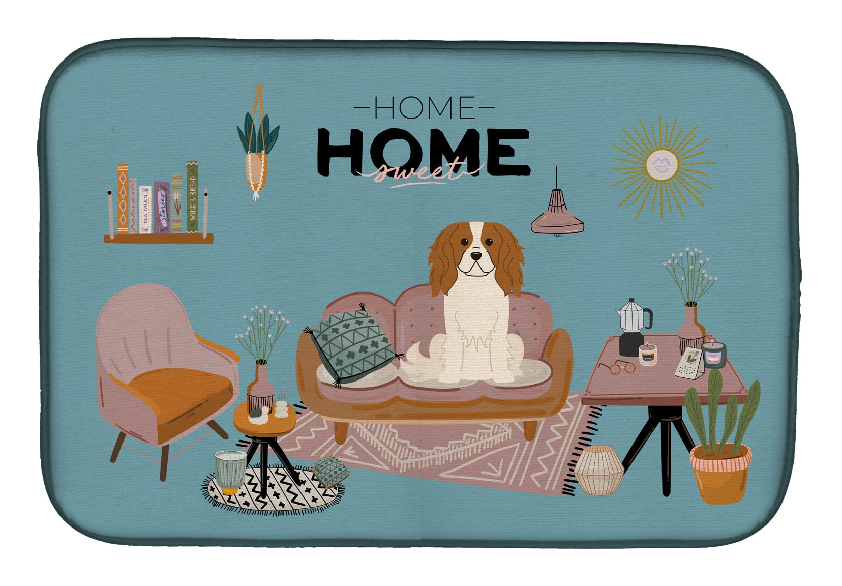 Cavalier Spaniel tapis de séchage Sweet Home pour une cuisine propre et décorée