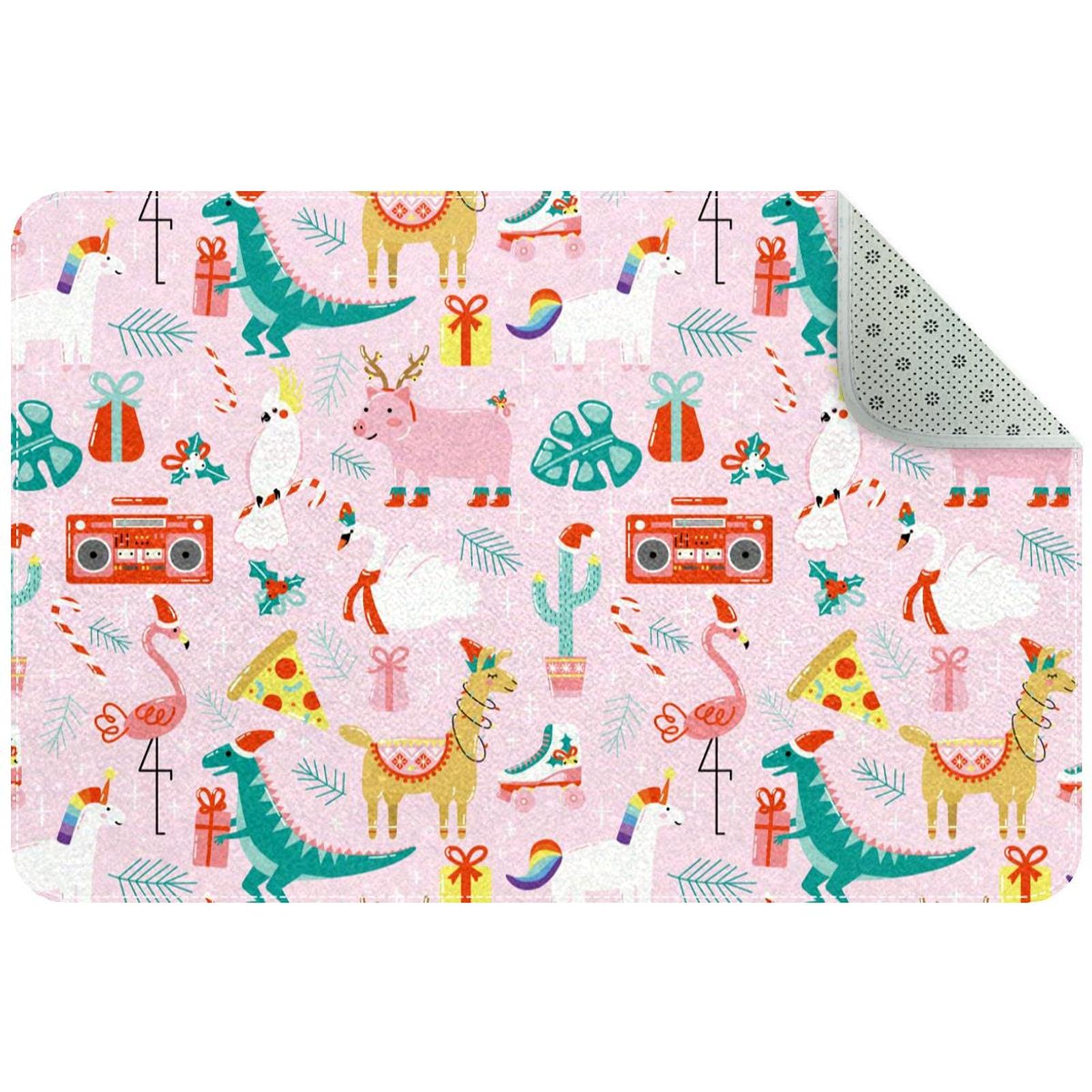 Tapis de porte d'entrée anti-glisse rose pour maison propre